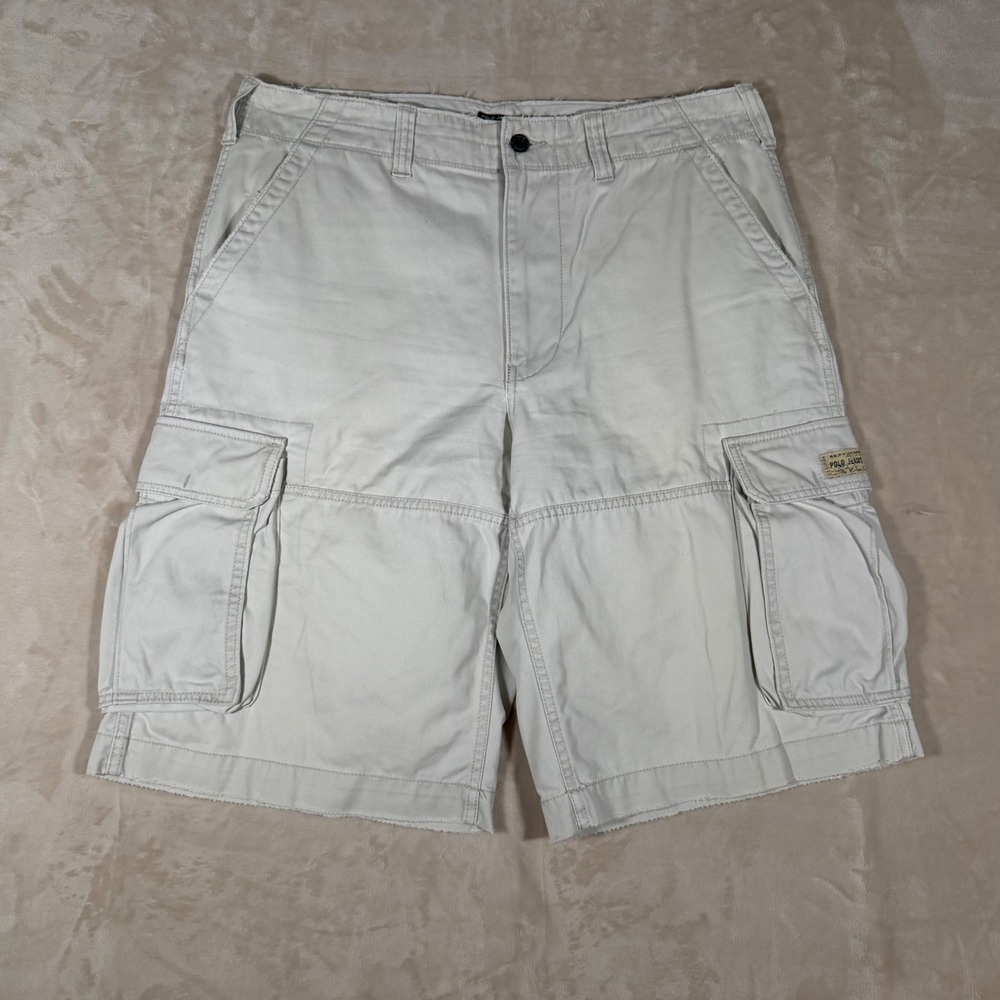 Polo Jeans Co Ralph Lauren Cargo Shorts Mens 34 Stone vintage utility